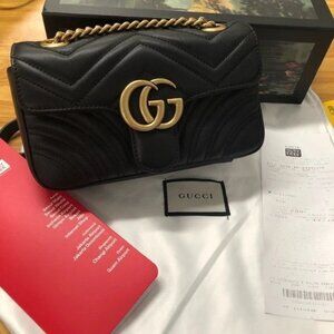 Gucci Marmont Shoulder/ Crossbody Leather Bag Purse 22